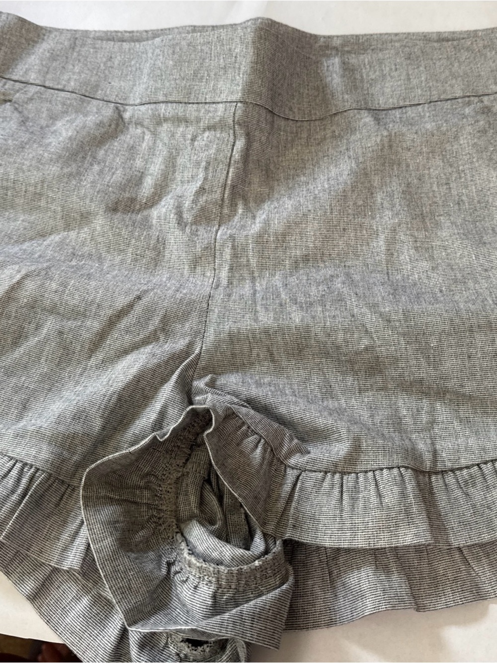LOFT Gray Ruffle-Hem Shorts